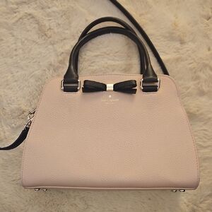 Kate Spade Light Pink and Black Bow Satchel